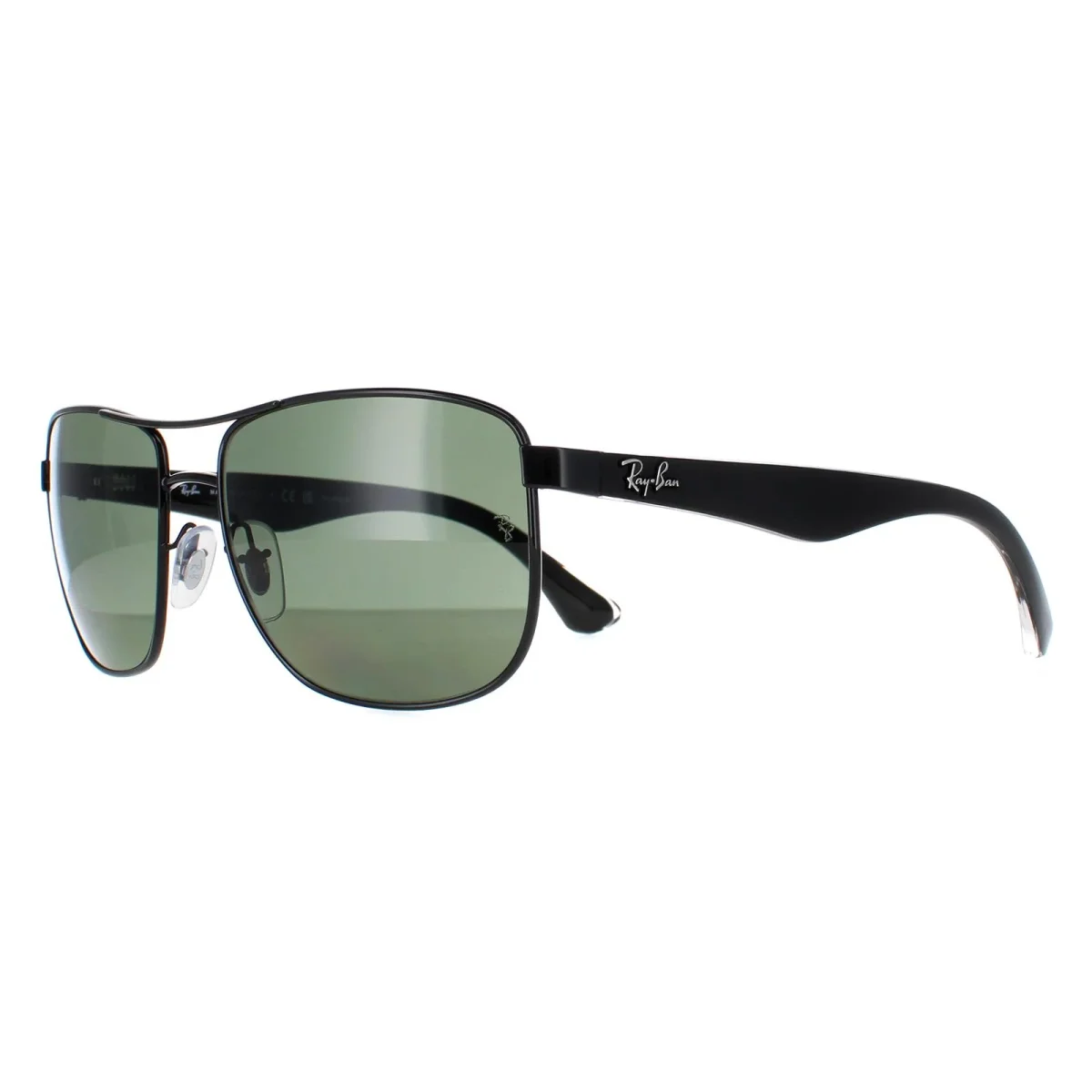 Ray-Ban Sunglasses 3533 002/9A Black & Transparent Green Polarized - Image 3