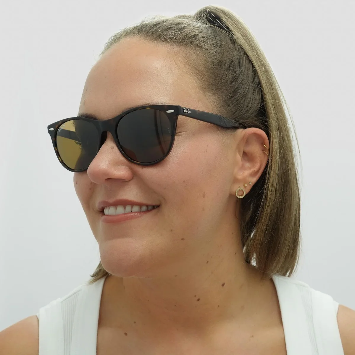 Ray-Ban Sunglasses Wayfarer II RB2185 902/57 Striped Havana Brown Polarized - Image 9