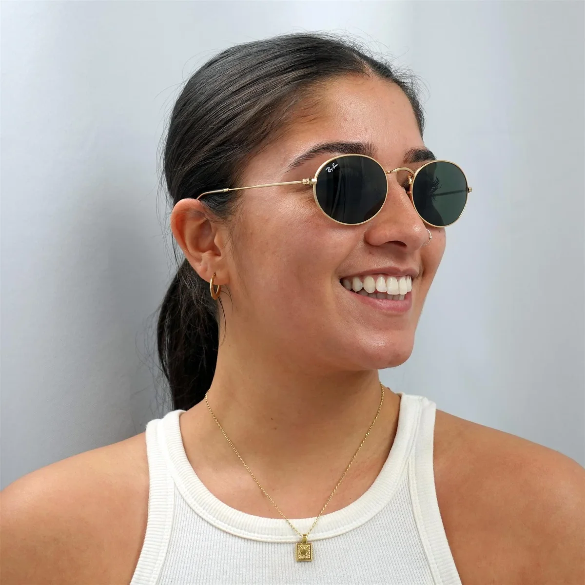 Ray-Ban Sunglasses Oval RB3547 001/31 Gold Green - Image 6