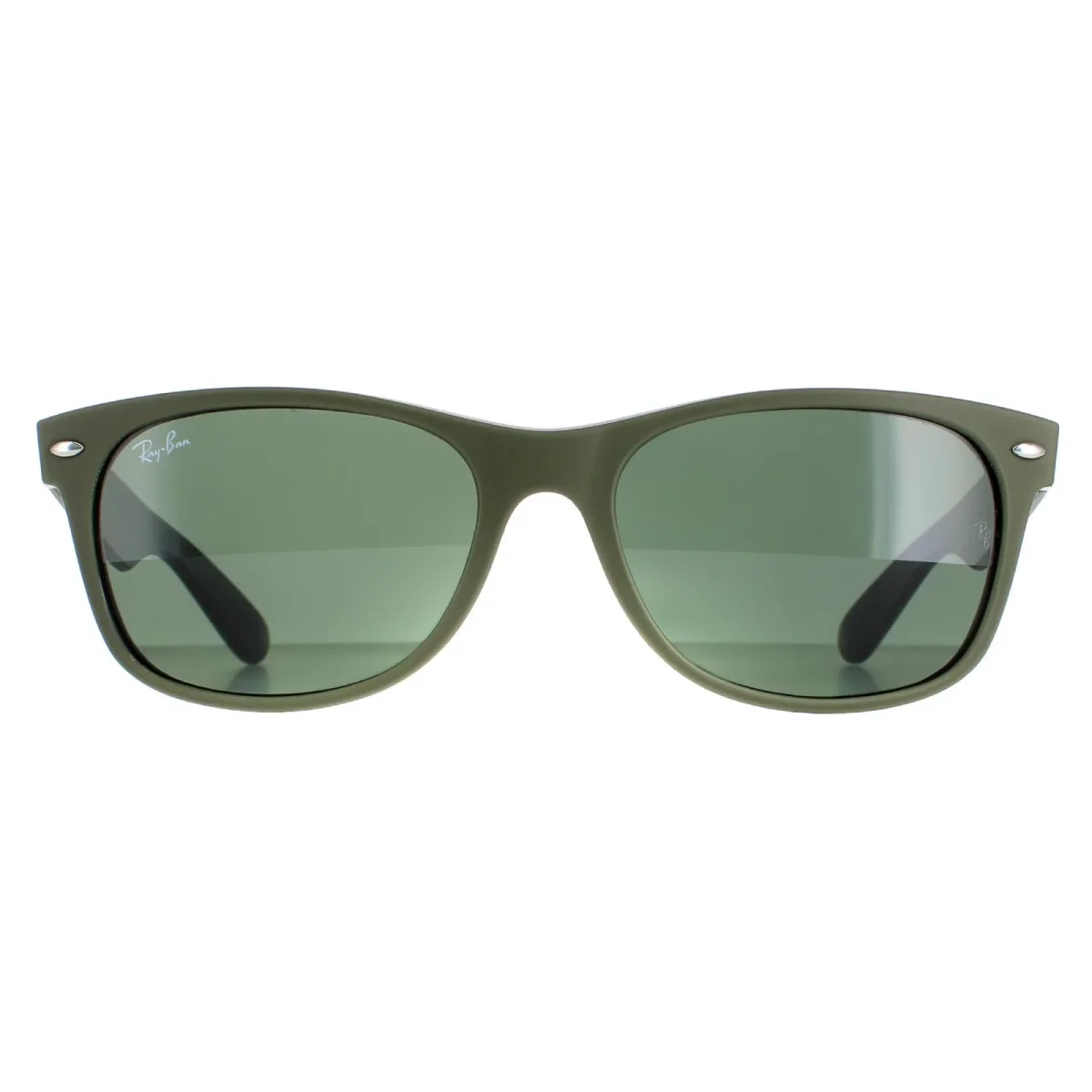 Ray-Ban Sunglasses New Wayfarer 2132 646531 Rubber Military Green on Black Green G-15 - Image 2