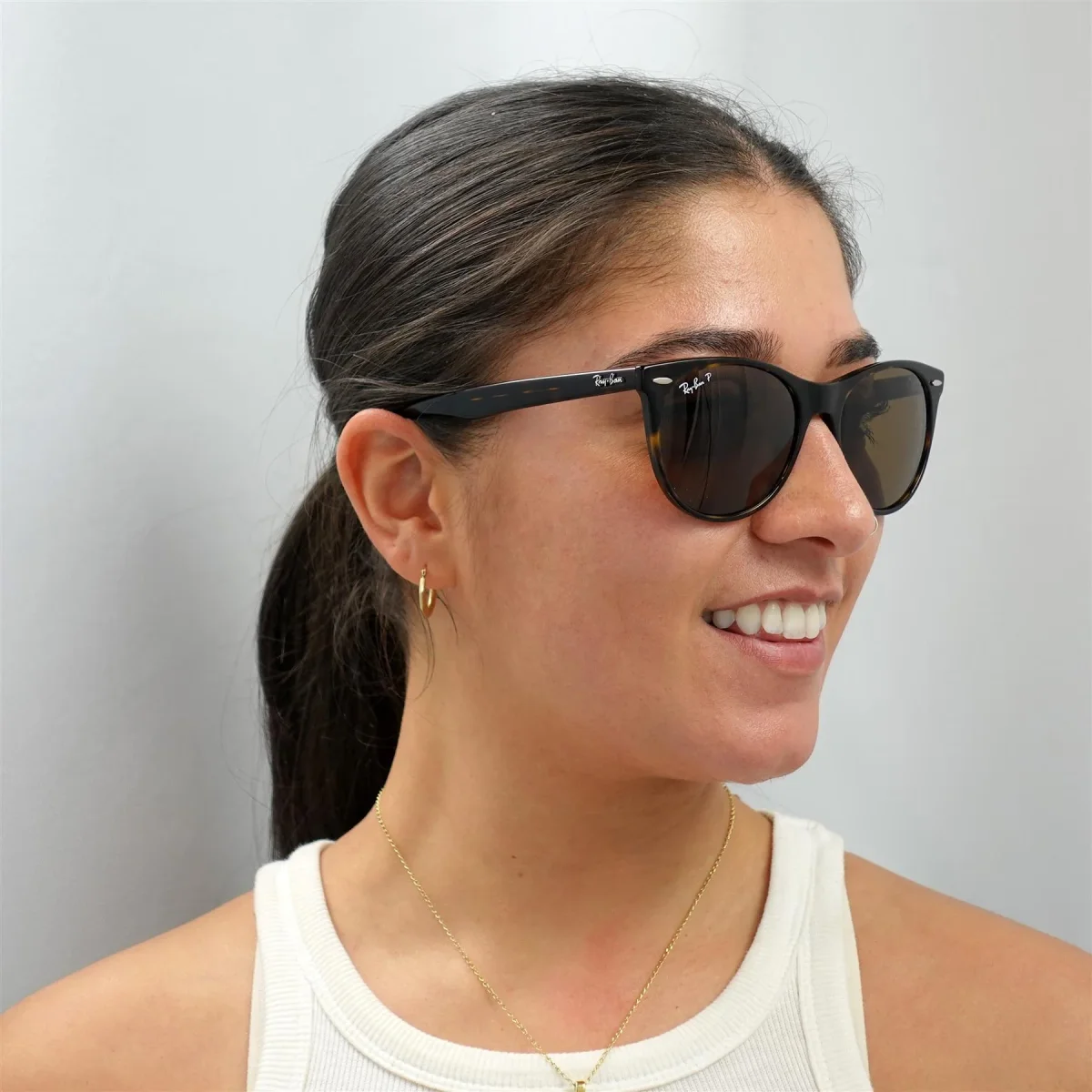 Ray-Ban Sunglasses Wayfarer II RB2185 902/57 Striped Havana Brown Polarized - Image 6