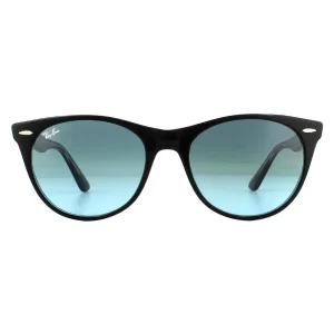 Ray-Ban Sunglasses Wayfarer II RB2185 12943M Black on Crystal Blue Gradient
