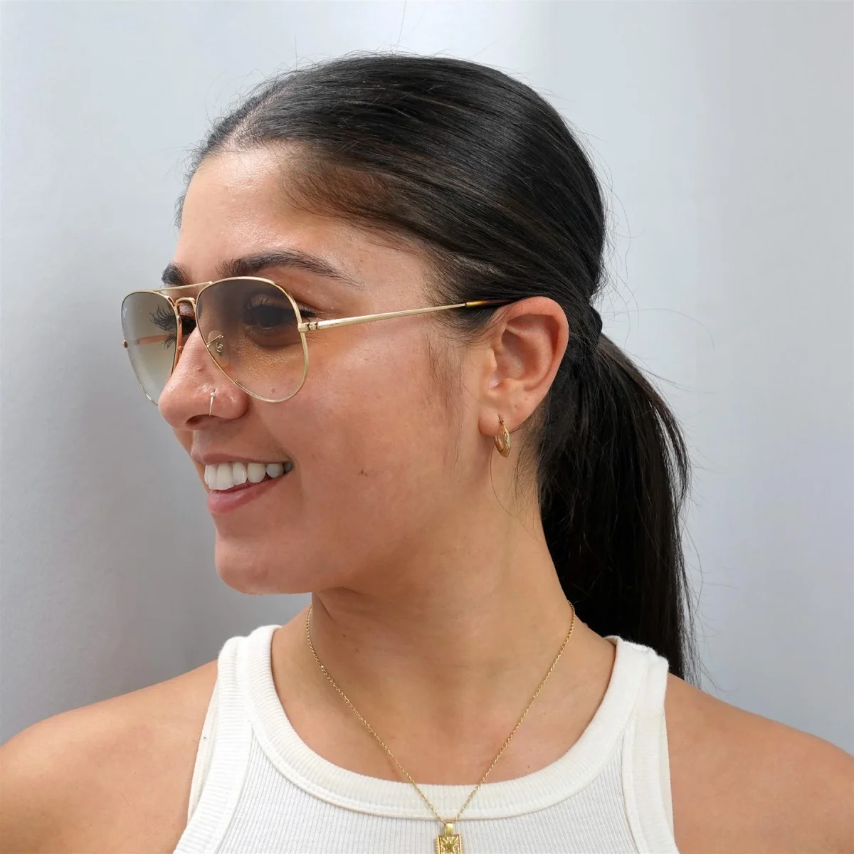 Ray-Ban Sunglasses Aviator Metal II RB3689 914751 Gold Brown Gradient - Image 6