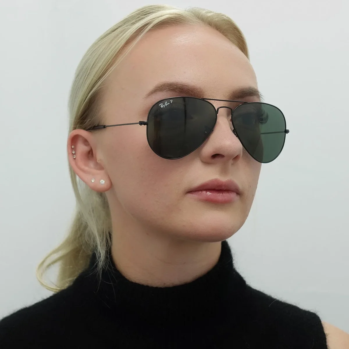 Ray-Ban Sunglasses Aviator 3025 002/58 Black Polarized - Image 7