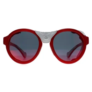 Moncler Sunglasses ML0046 67C Red White Leather Red Mirror