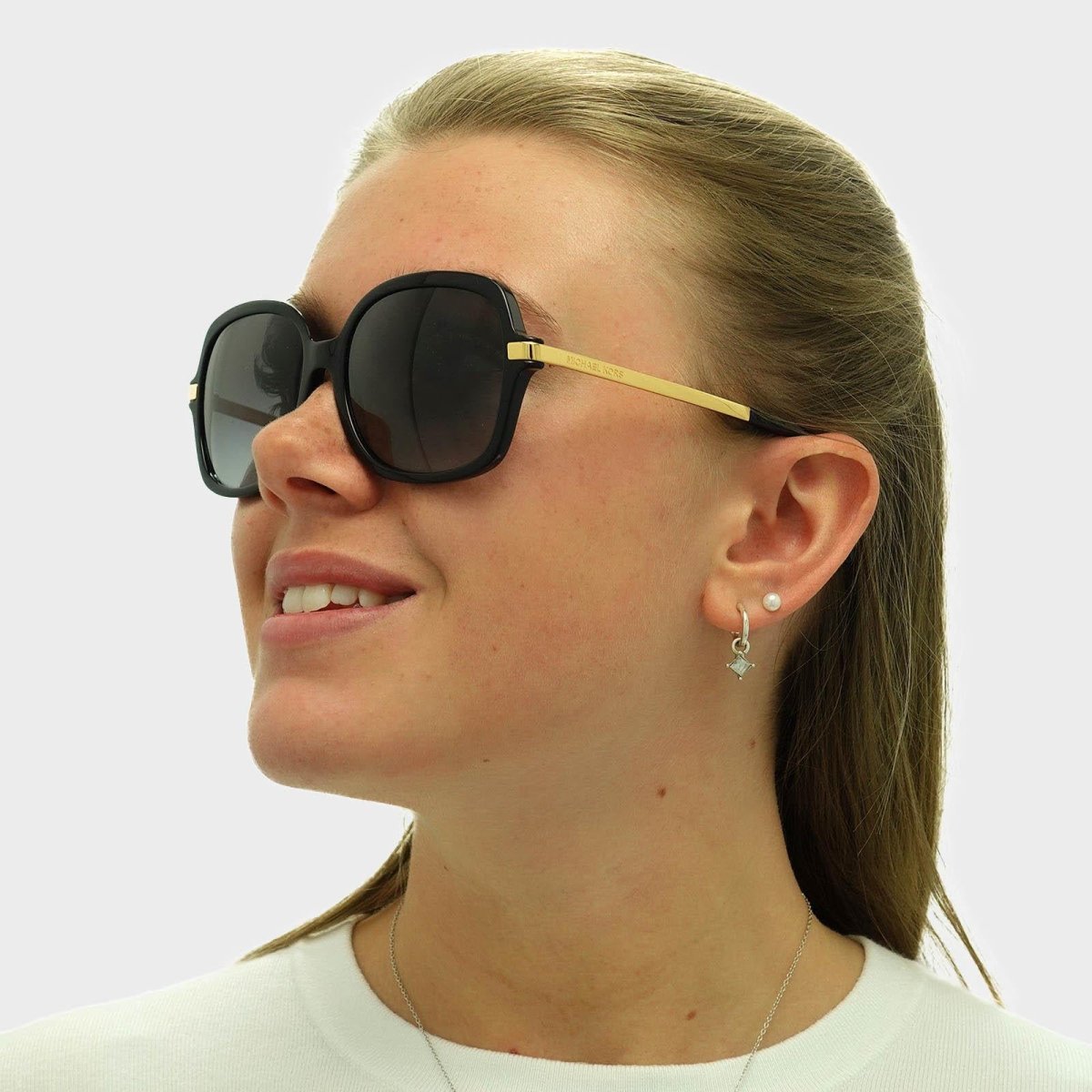 Michael Kors Sunglasses Adrianna II 2024 316011 Black Gold Light Grey Gradient - Image 7