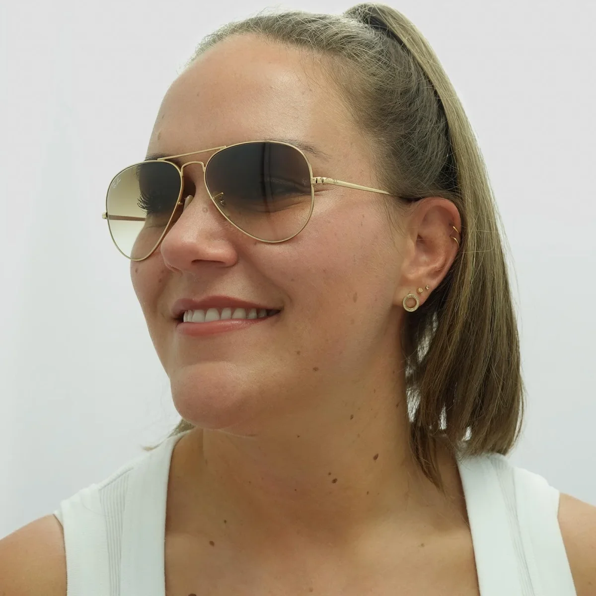 Ray-Ban Sunglasses Aviator Metal II RB3689 914751 Gold Brown Gradient - Image 9