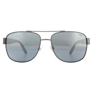 Polo Ralph Lauren Sunglasses PH3122 91576G Matte Dark Gunmetal Light Grey Mirror