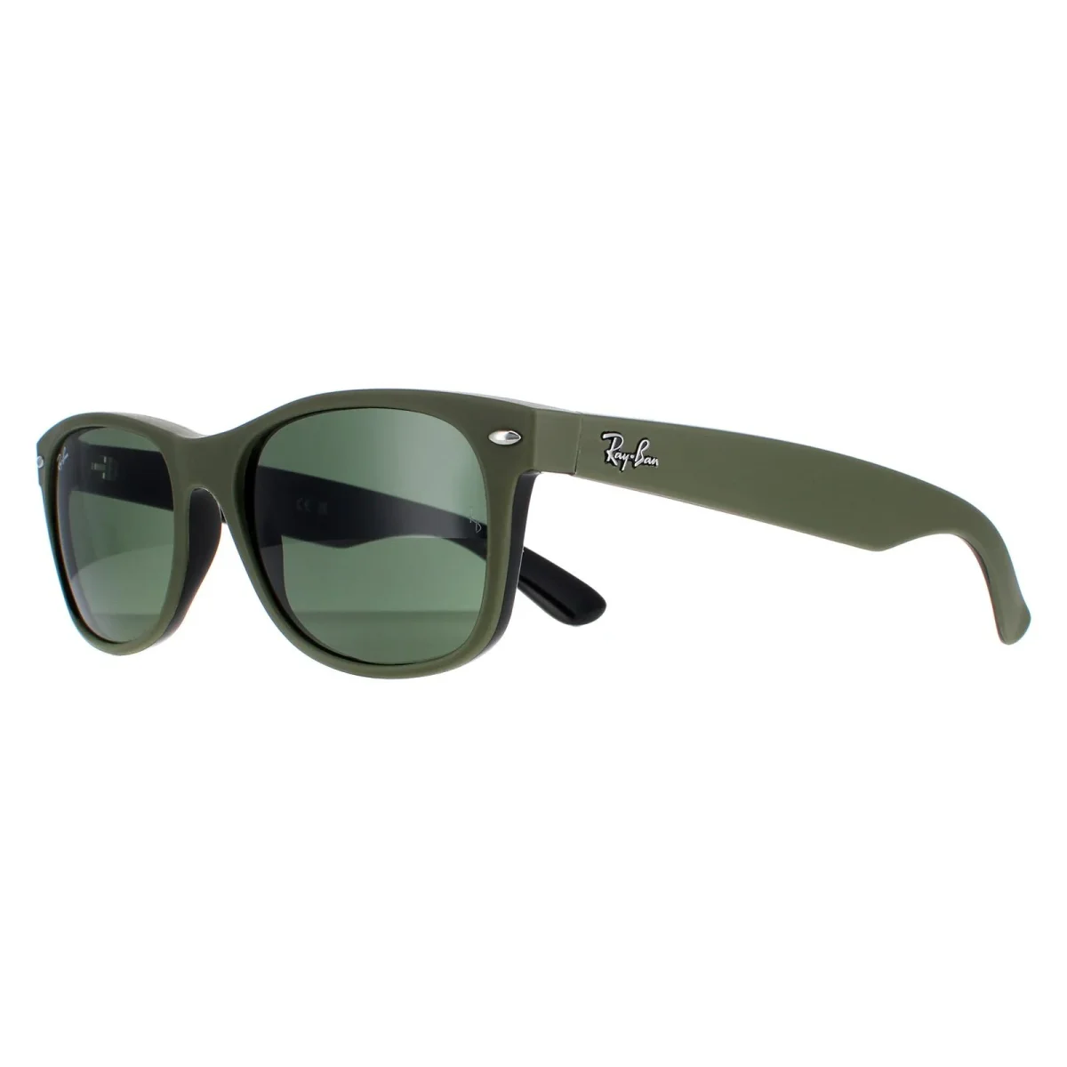 Ray-Ban Sunglasses New Wayfarer 2132 646531 Rubber Military Green on Black Green G-15 - Image 3