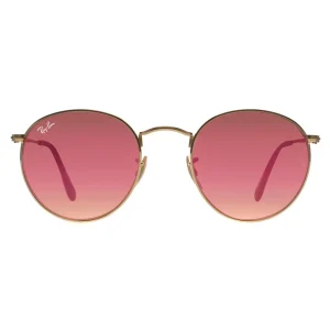 Ray-Ban Sunglasses Round Flat Lenses 3447N 001/Z2 Gold Copper Mirror