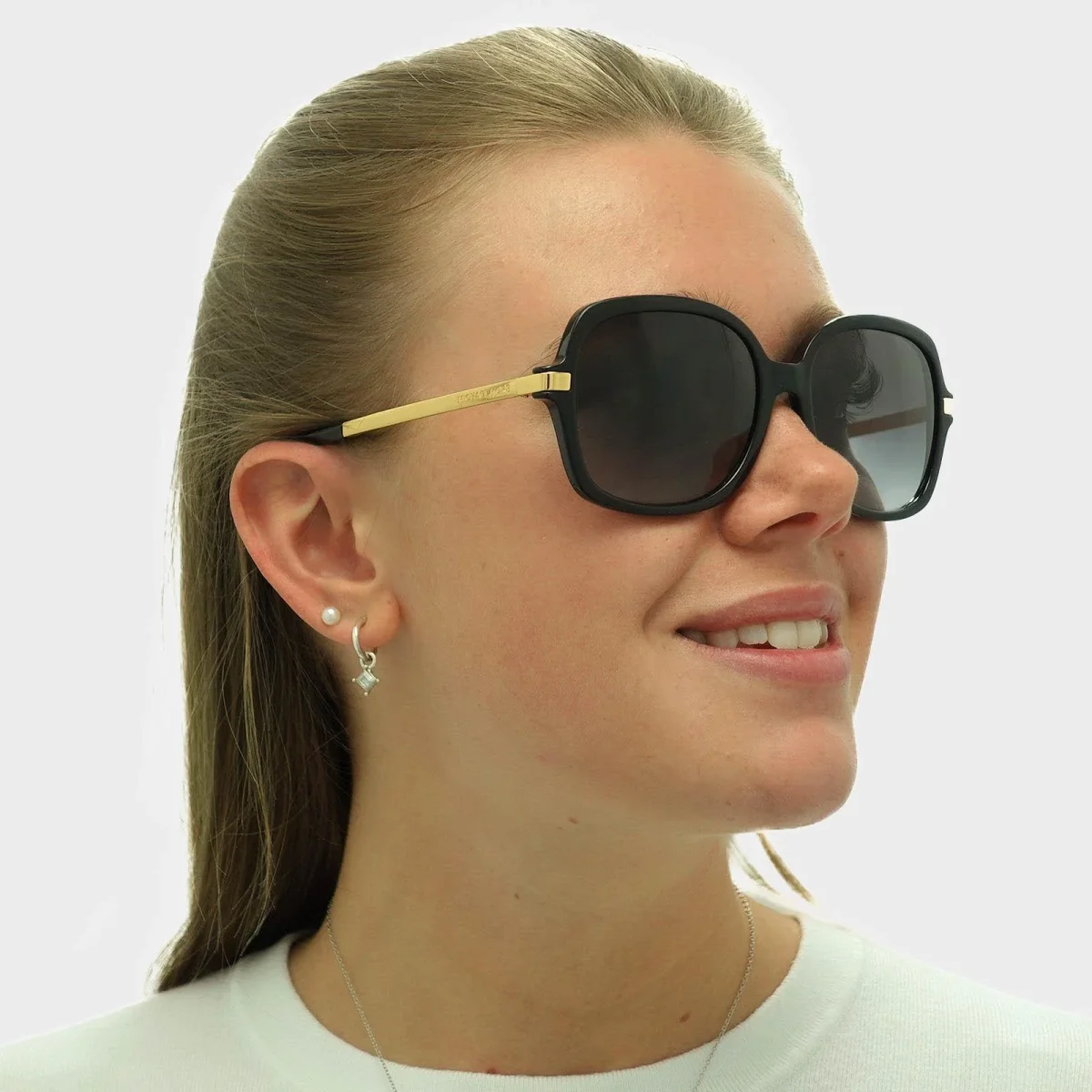Michael Kors Sunglasses Adrianna II 2024 316011 Black Gold Light Grey Gradient - Image 6