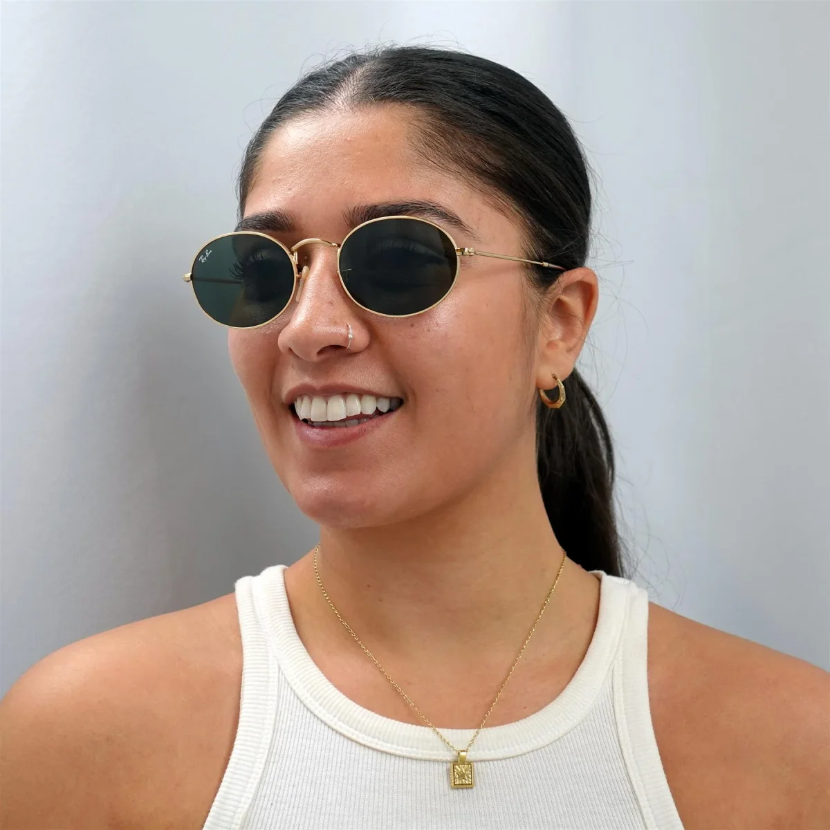 Ray-Ban Sunglasses Oval RB3547 001/31 Gold Green - Image 7