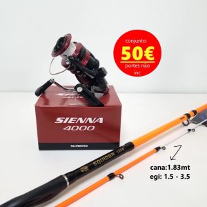 Conjunto eging Okuma Squider 1.83mt + Shimano Sienna 4000 FG